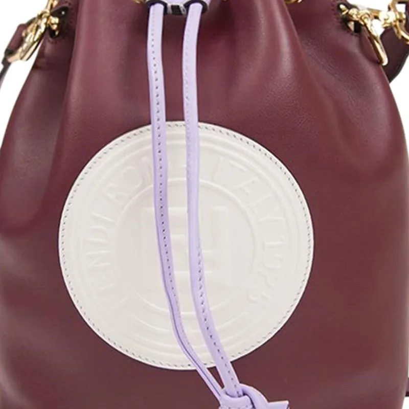 FENDI Mon Tresor Calfskin Crossbody Bag Shoulder Bag Small Size Women's Burgundy/Light Purple-4