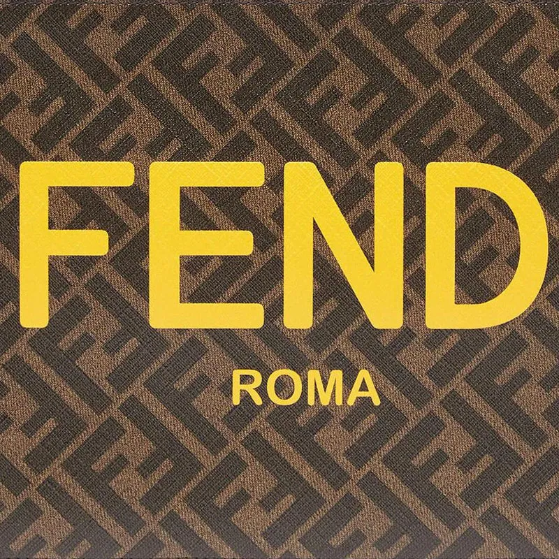 FENDI Cow Leather Clutch Large Size Men's Brown-5