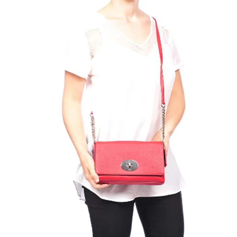 COACH Leather Shoulder Bag, Crossbody Bag Women's Red-3