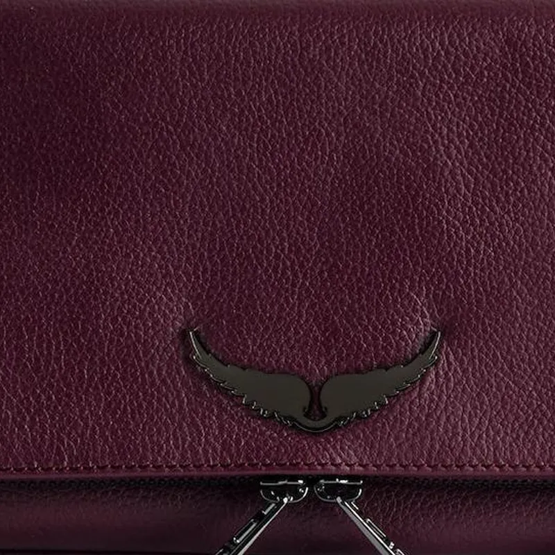 Zadig & Voltaire Cow Leather One Shoulder Crossbody Clutches Women's Burgundy-3