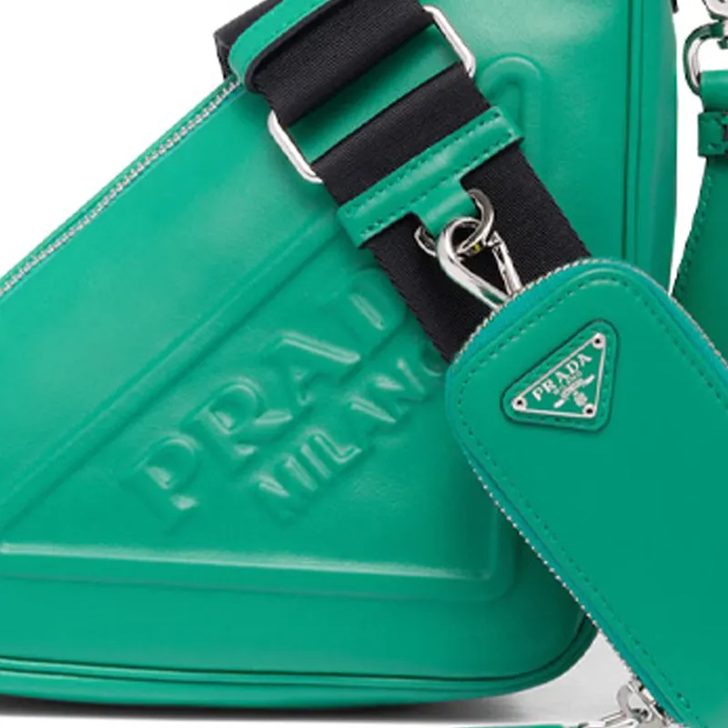 PRADA Triangle Leather Shoulder Bag Mango-3