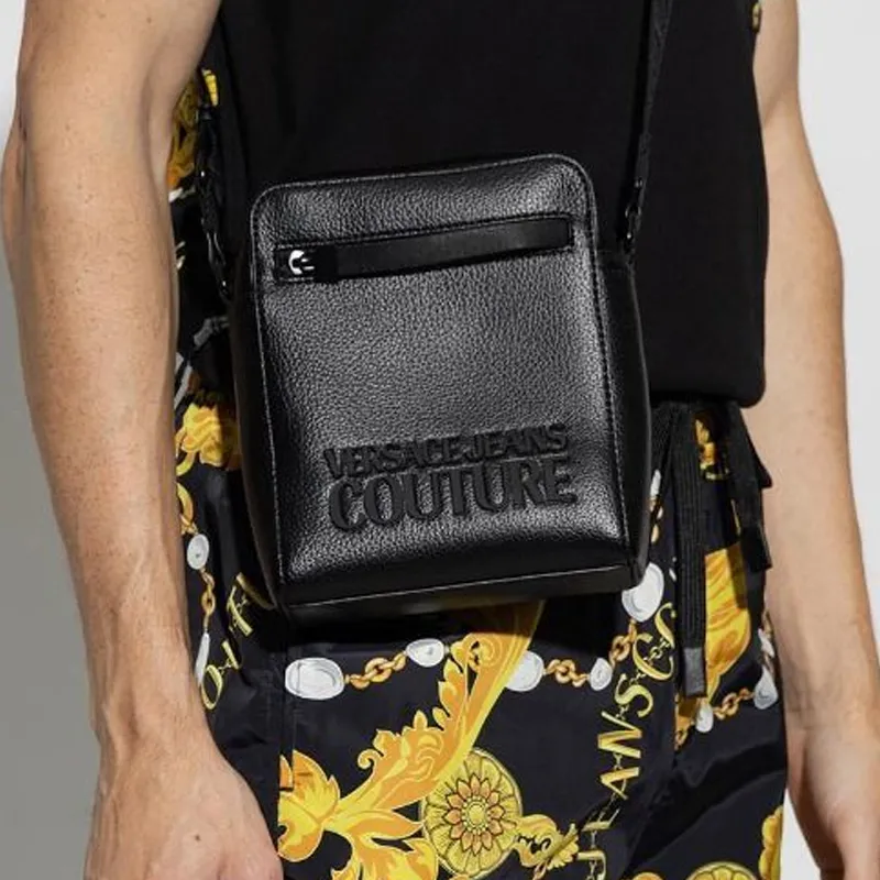 VERSACE JEANS COUTURE Polyurethane Shoulder Bag, Crossbody Bag Men's Black-3