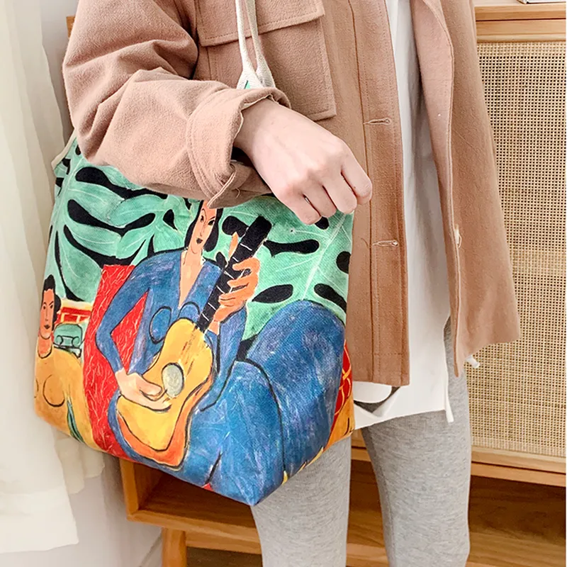 Hongna Canvas Tote Bag Shopping Bag Handbag Shoulder Bags Women's Multicolor-1