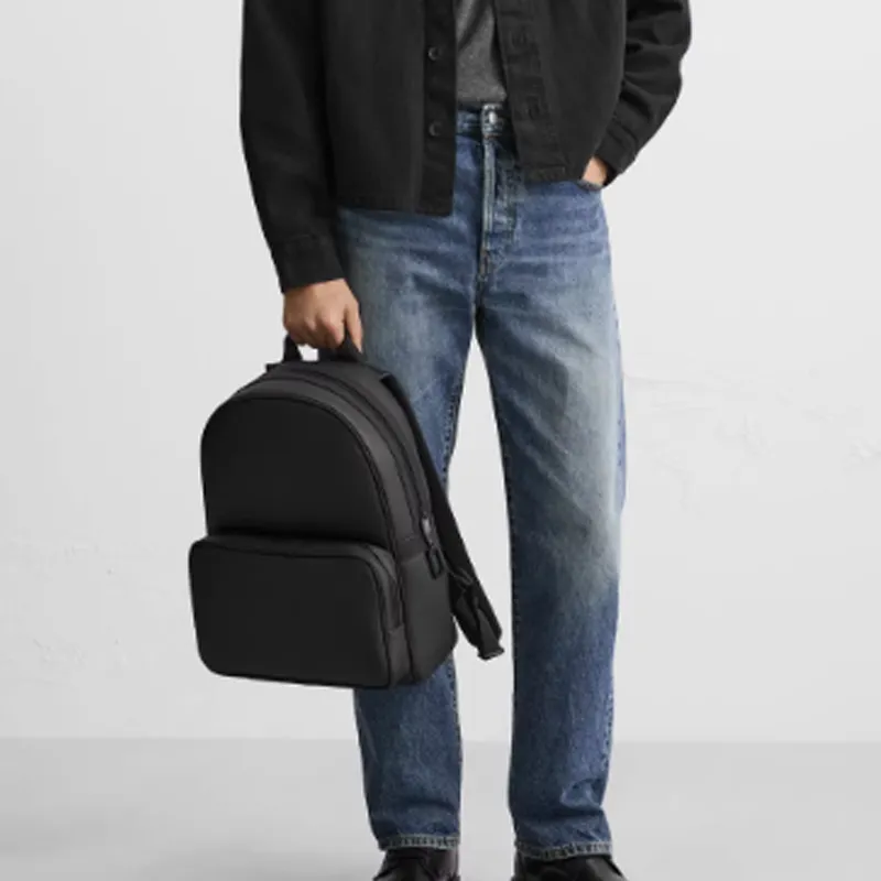 ZARA Polyurethane Backpack Large Size Men's Black-3