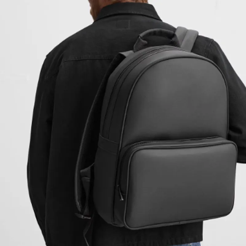 ZARA Polyurethane Backpack Large Size Men's Black-2