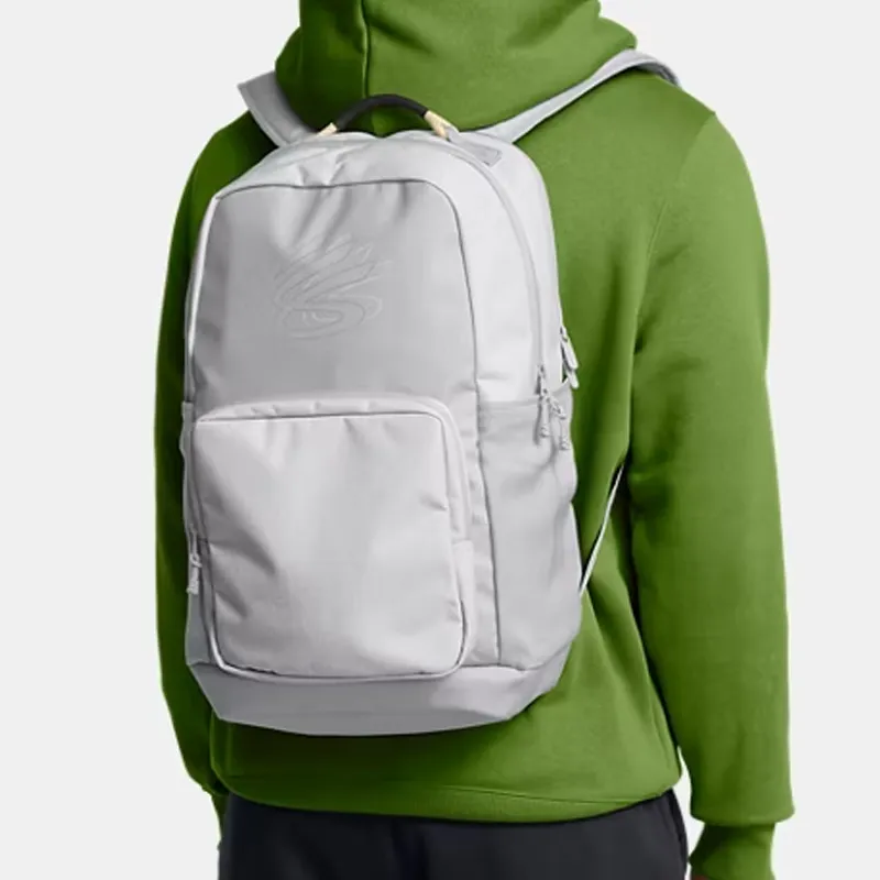 Under Armour Polyester With Polyurethane Backpack Regular Unisex Modern Gray & White-2