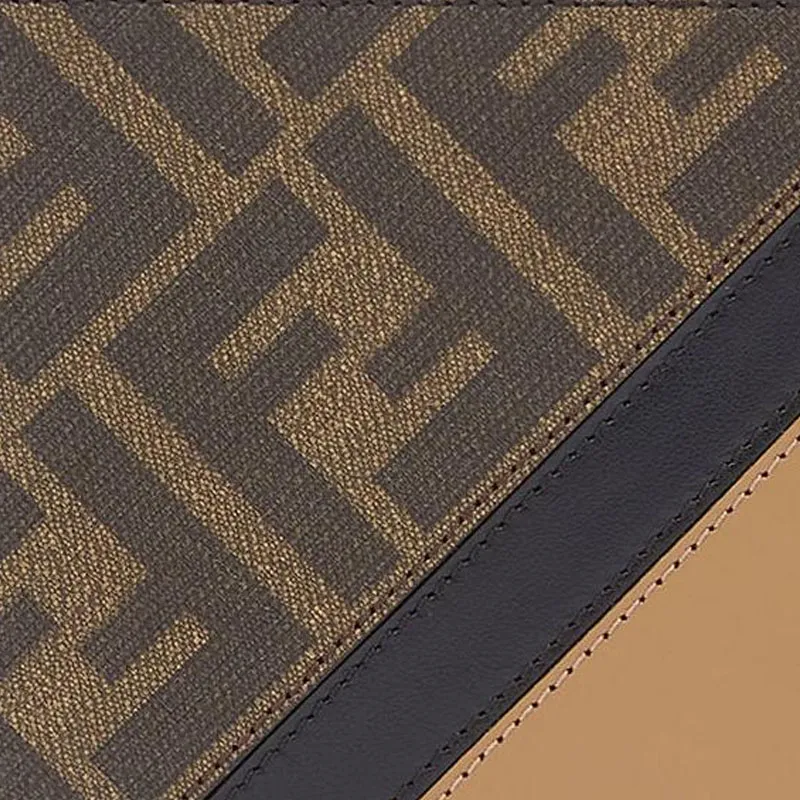 FENDI Cow Leather Wallet Men's Brown-3