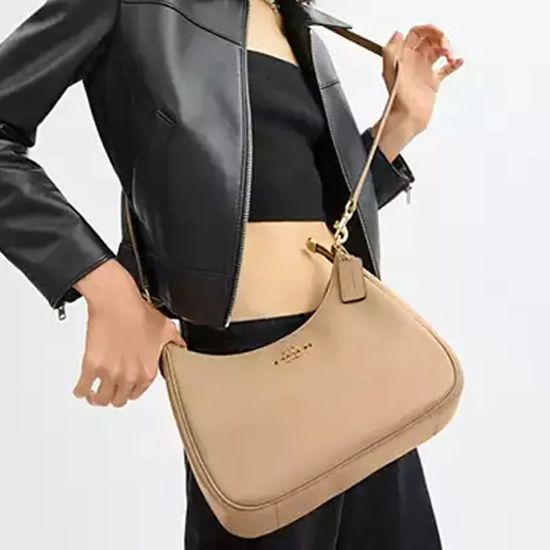 COACH Teri Cow Leather One Shoulder Handbag Tubas Women's Brown Yellow-4