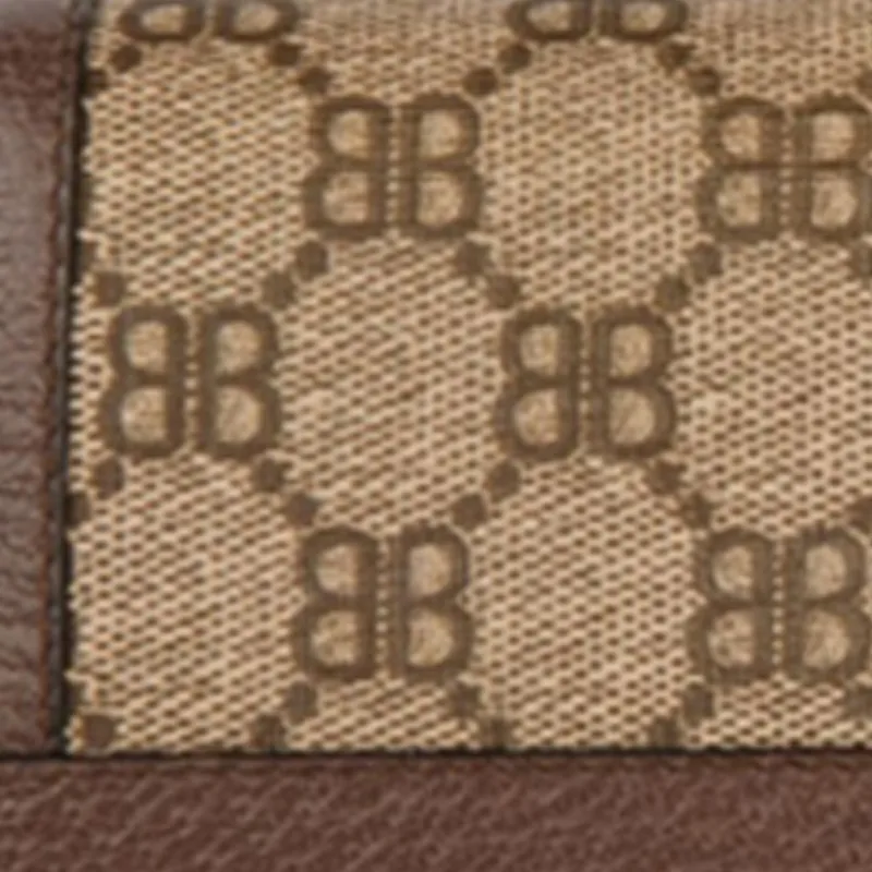 Balenciaga GUCCI/Gucci Collaboration Leather Paneled Canvas Wallet Women's Beige-6