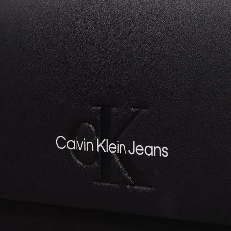 CALVIN KLEIN Smooth Artificial Leather Bonded Polyurethane Shoulder Bag Crossbody Bag Women's Black-3