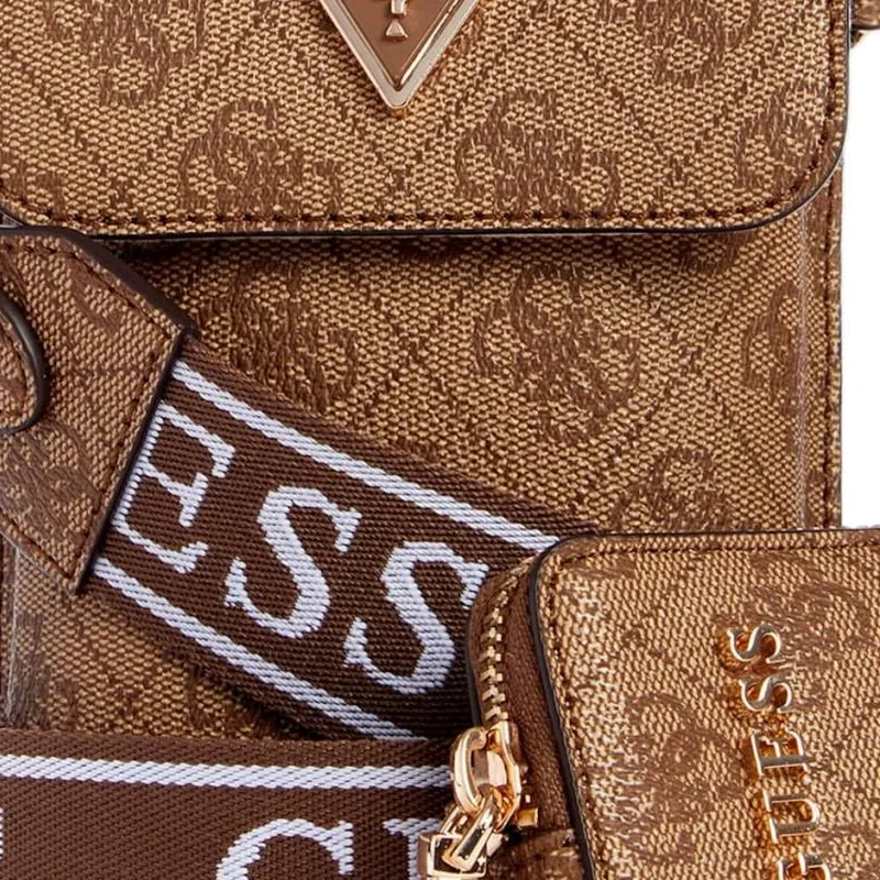 GUESS Artificial Leather Cell Phone Pouch Shoulder Bag Crossbody Bag Mini Women's Brown-4