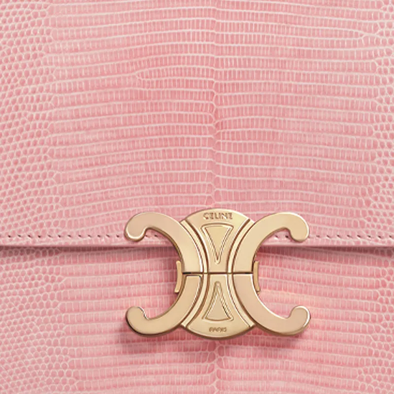 CELINE Triomphe Shiny Cow Leather Crossbody Handbag Shoulder Bag Women's Light Pink-3