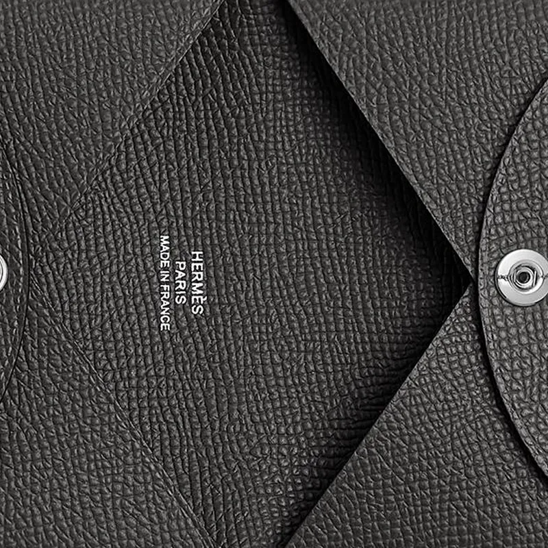 HERMES Calvi Epsom Leather Card Holder Women's 85 Ardoise Slate Gray-3