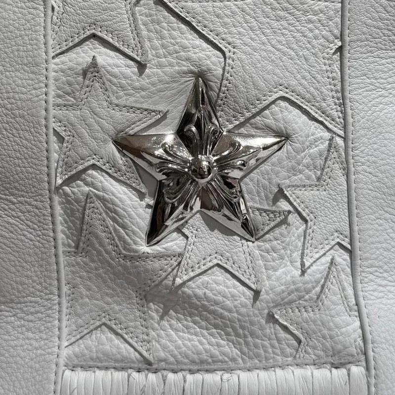 Chrome Hearts Star Leather Tote Bag Shopping Bag Handbag Regular Women's White-3