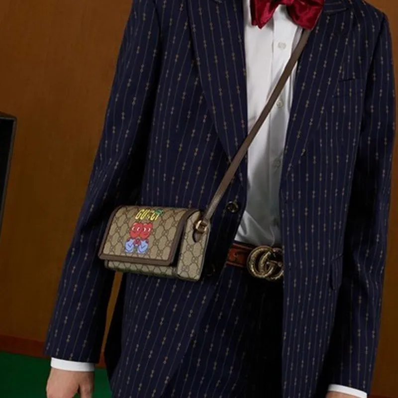 GUCCI Supreme Canvas With Leather Binding Box Bag Shoulder Bag Crossbody Bag Mini Men's Brown-5