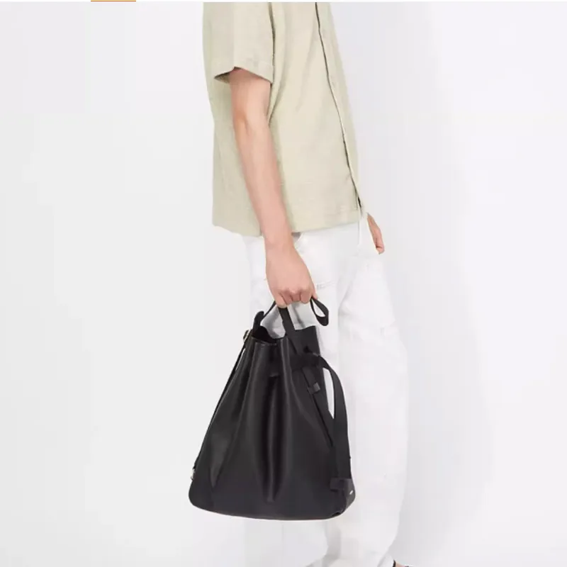 Ecco Cow Leather Bucket Bags Crossbody Bag Shoulder Bag Large Size Women's Black-4