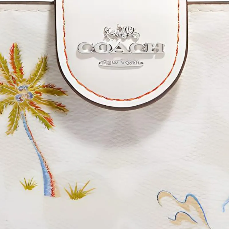 COACH Corner Zip Canvas With Leather Coin Pocket Wallets Women's White-2