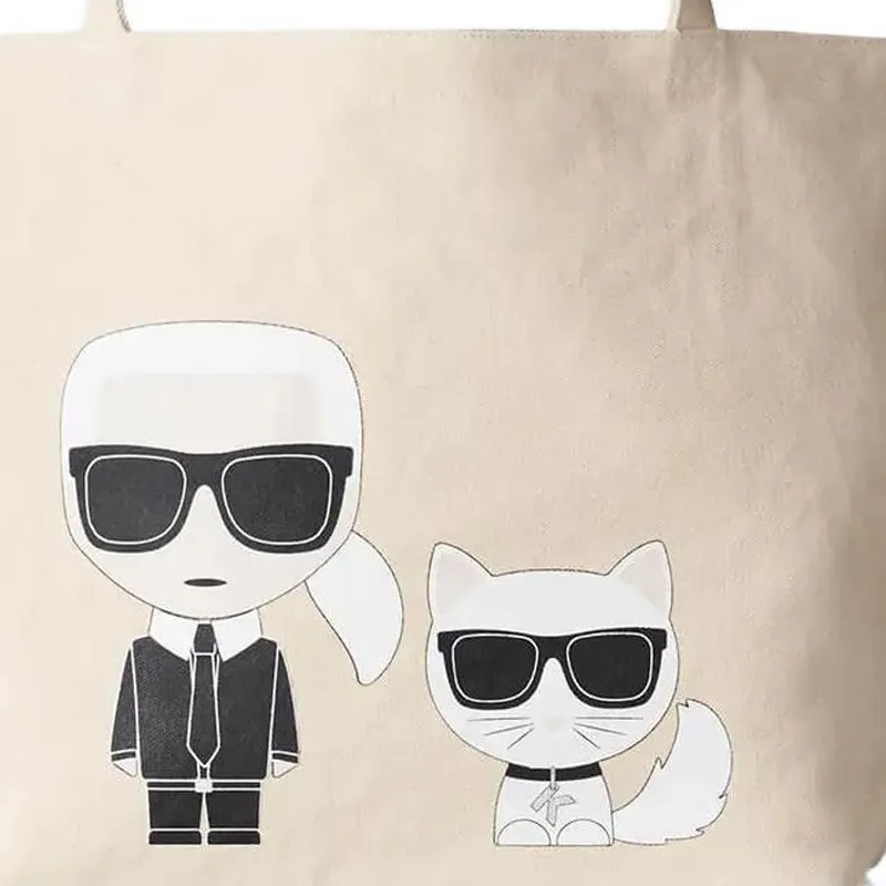 KARL LAGERFELD Canvas Bag, Tote Bag, Shopping Bag, Handbag, Shoulder Bag Women's Beige-2