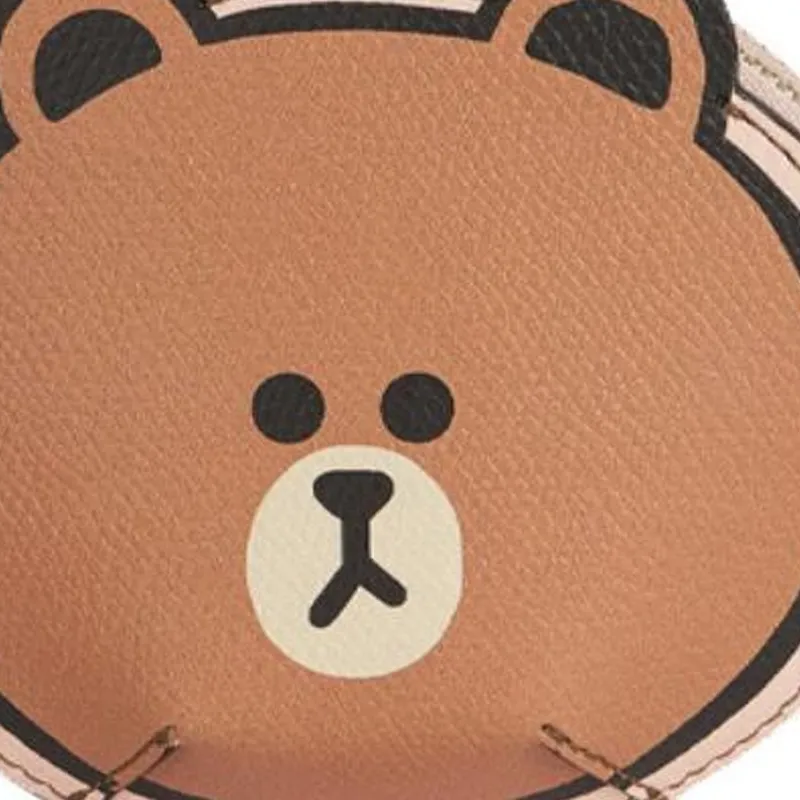 Furla LINE FRIENDS Collaboration Leather Coin Purse Mini Women's Brown Multicolor-2