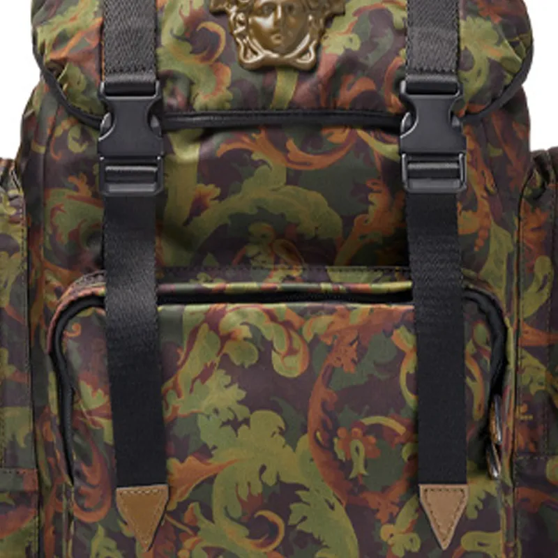 VERSACE La Medusa Polyamide Backpack Men's Black & Green-2