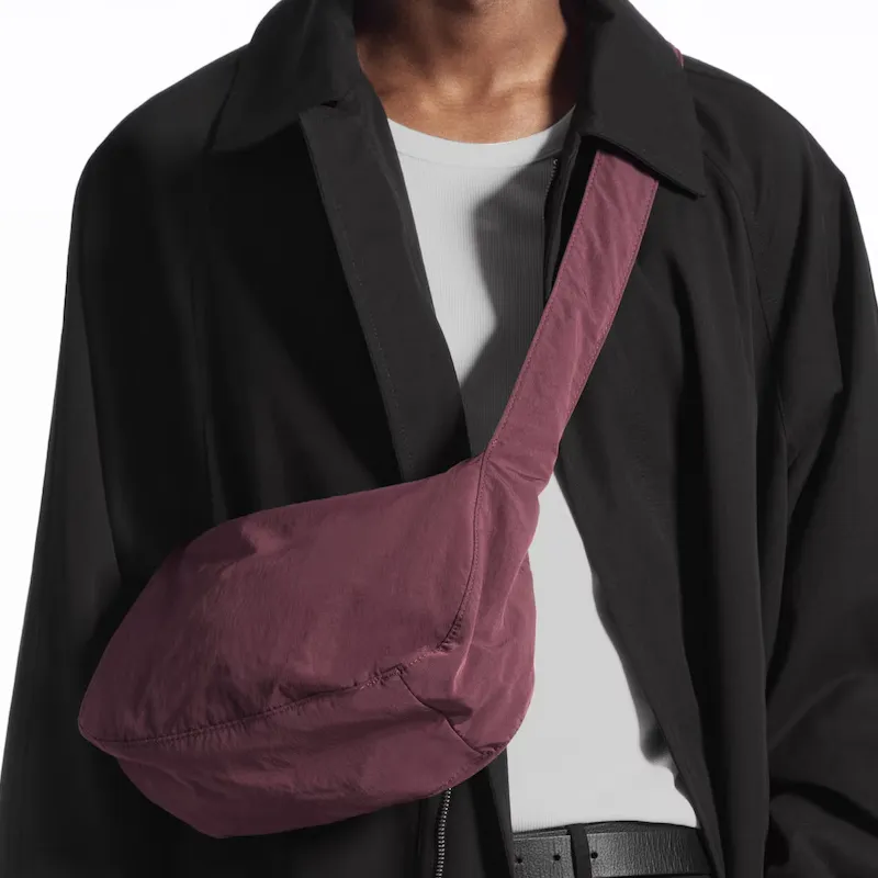 COS Nylon Saddle Bag, Shoulder Bag, Crossbody Bag Men's Burgundy-4