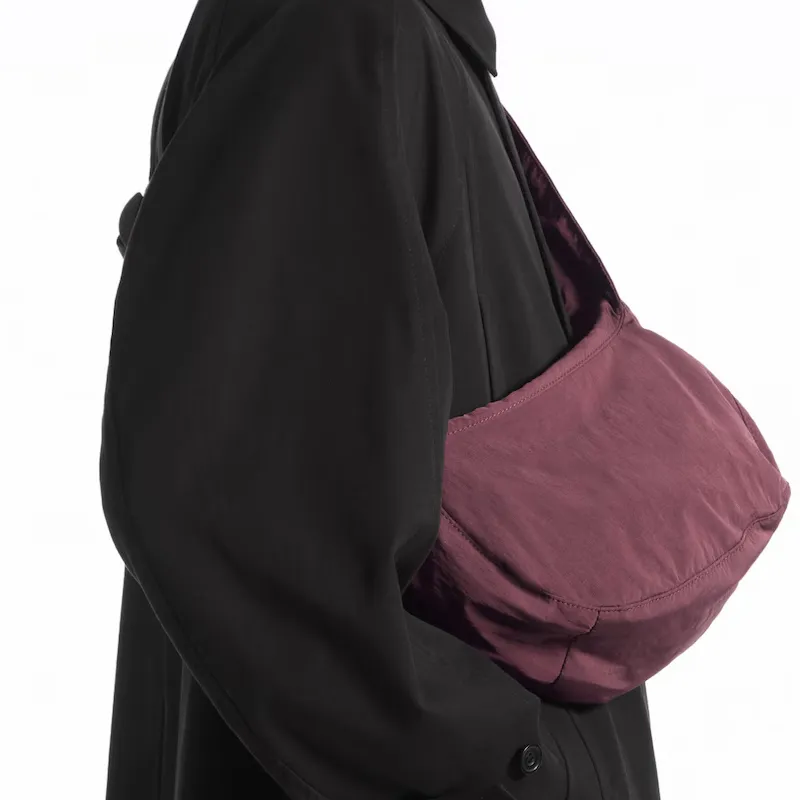 COS Nylon Saddle Bag, Shoulder Bag, Crossbody Bag Men's Burgundy-5