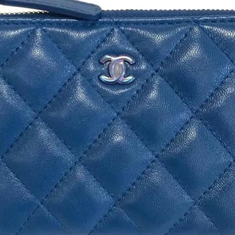 CHANEL Lambskin Clutch Mini Women's Blue-4