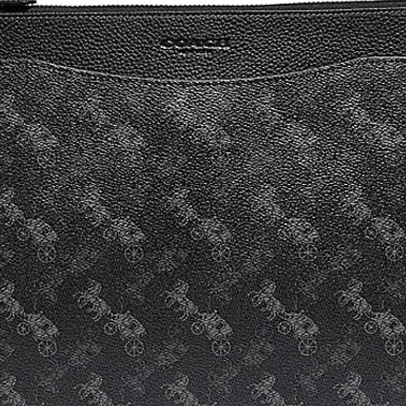 COACH Hitch Leather Paneled Canvas Clutch Medium Size Men's Light Gray-2