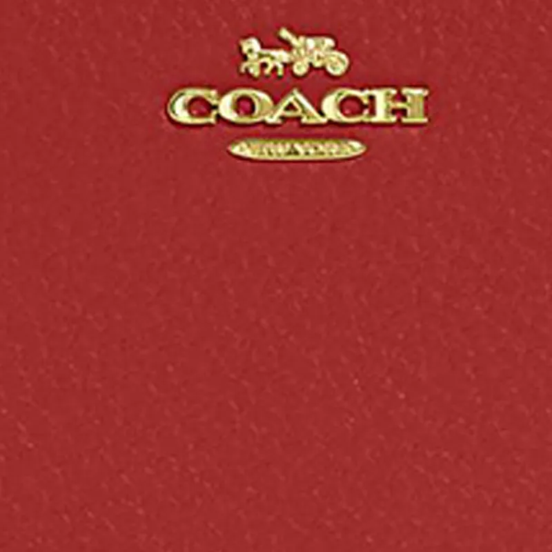 COACH Id Zip Wallet Pebbled Leather Card Holder Document Wallet Wallet Medium Size Women's Red-4
