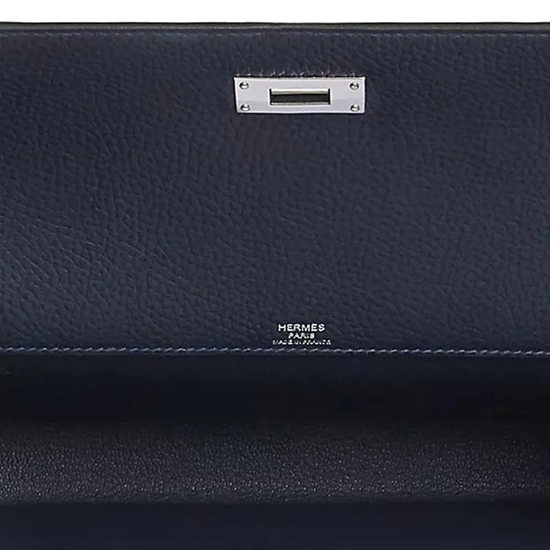 HERMES Kelly Depeches Galop D Cow Leather Clutch Men's 2Z Bleu Nuit Midnight Blue-4