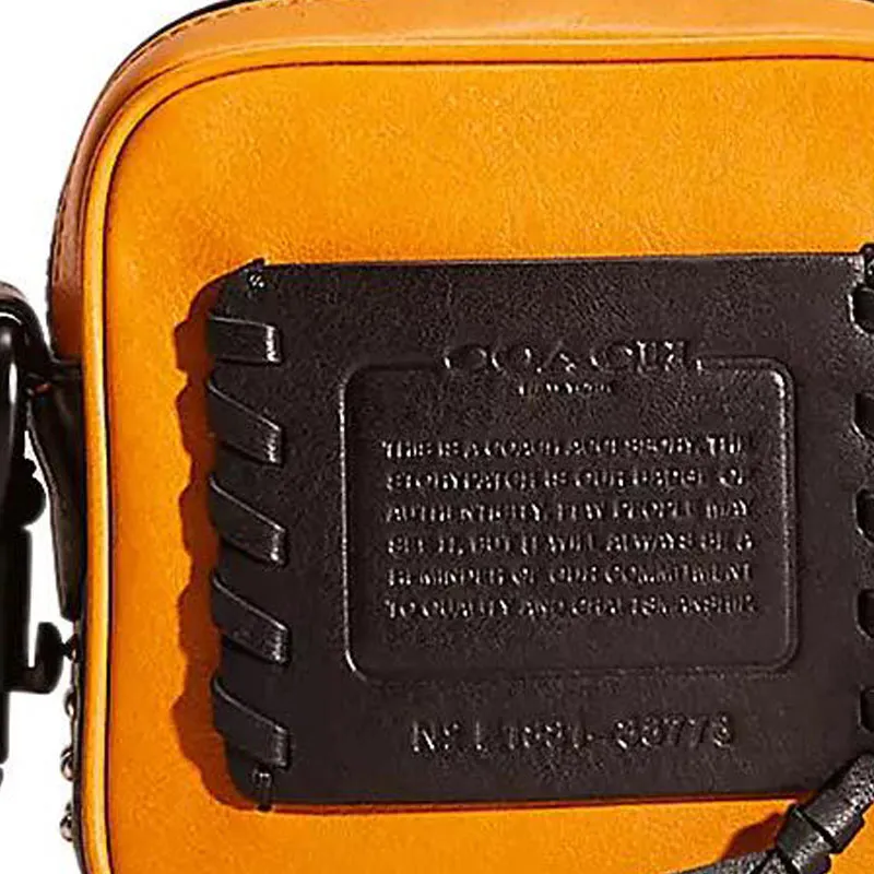 COACH Pouch Calfskin Coin Purse Clutch Women's Amber With Black Accents-2