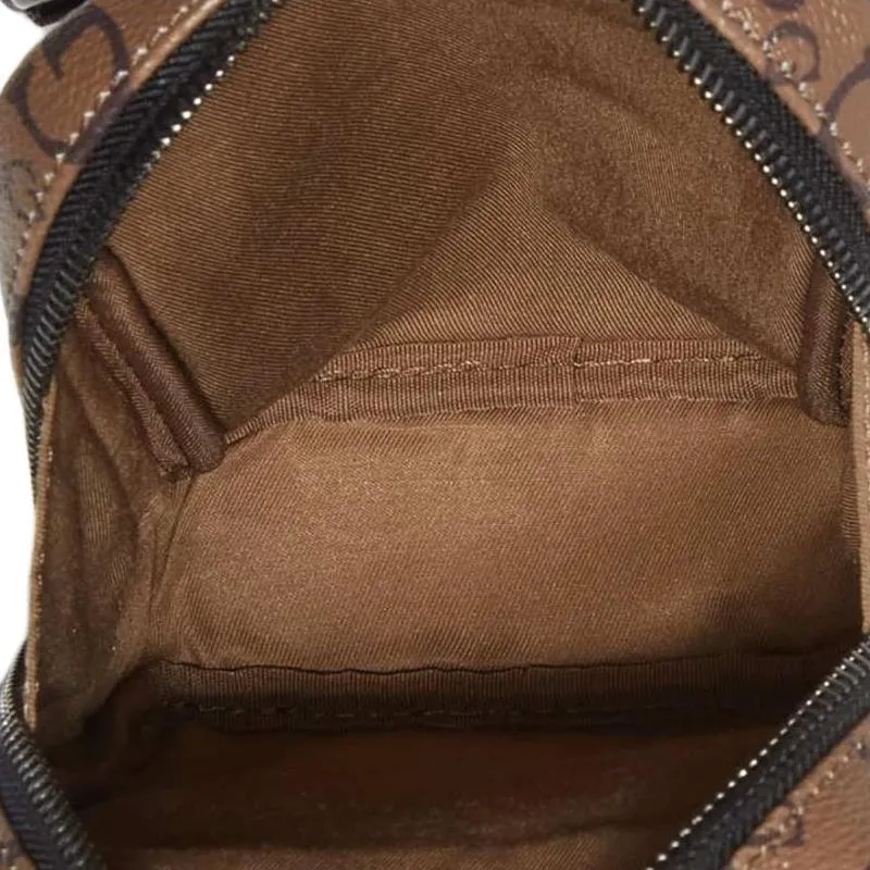 GUESS Litchi Grain Artificial Leather Shoulder Bag Crossbody Bag Men's Brown-3