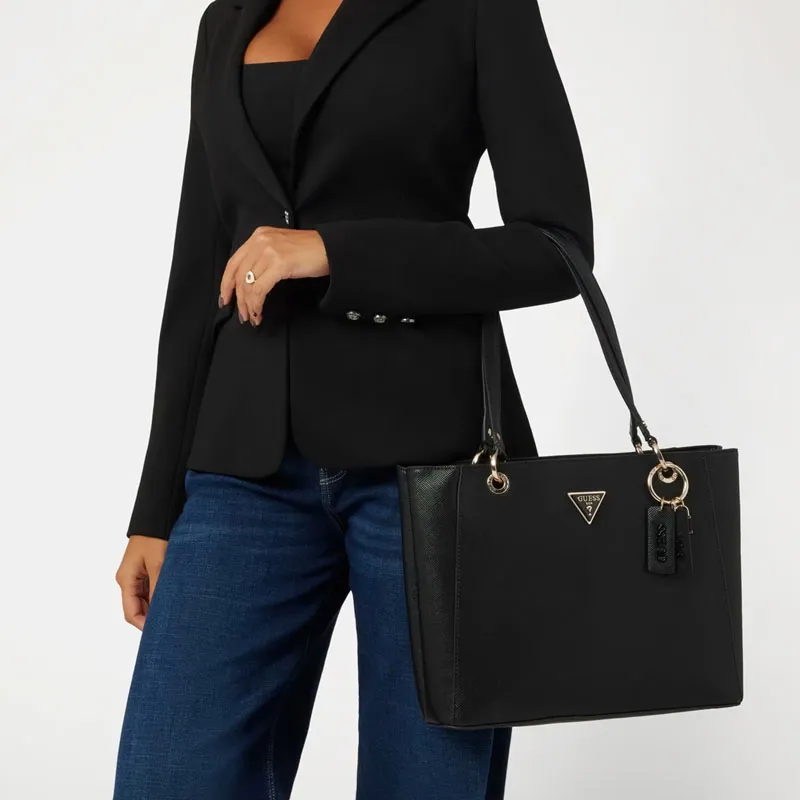 GUESS Polyurethane Tote Bag Shopping Bag Handbag Shoulder Bag Women's Black-4