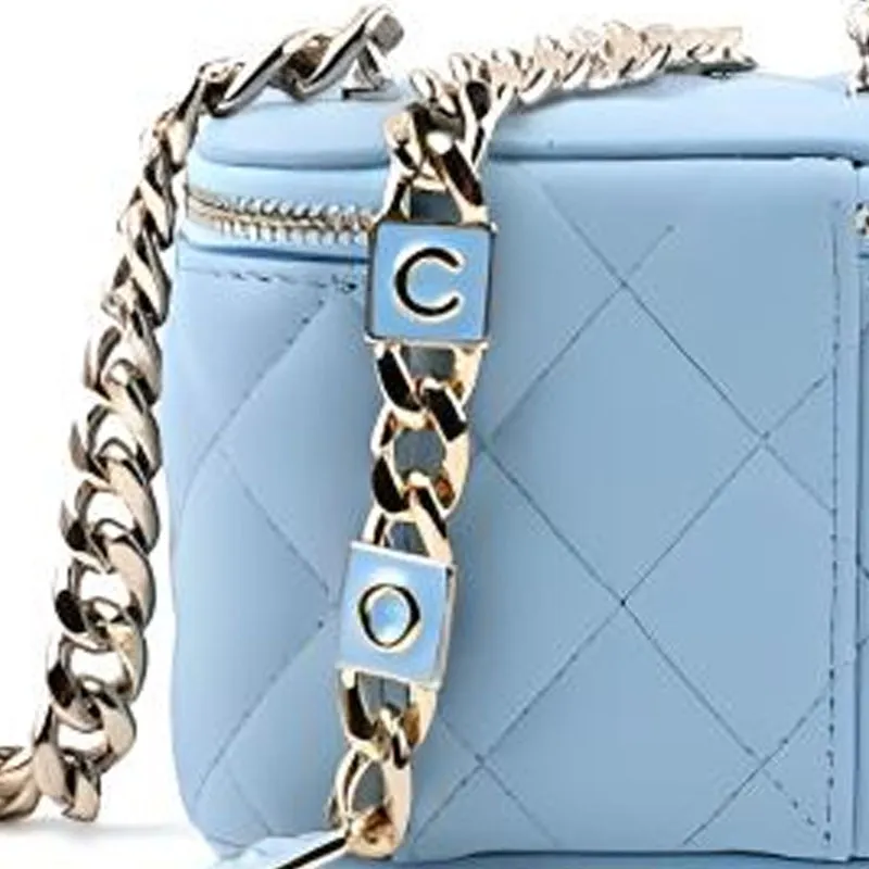 CHANEL 22SS Lambskin Box Bag, Shoulder Bag, Crossbody Bag Mini Women's Blue-4