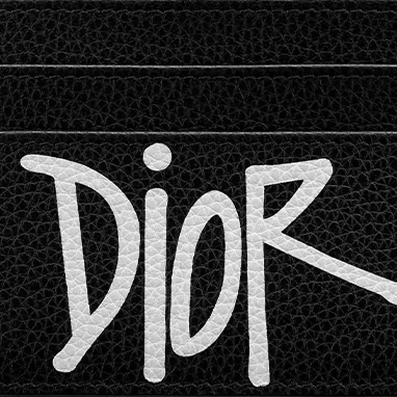 DIOR Shawn Collaboration Cow Leather Card Holder Unisex Black-2