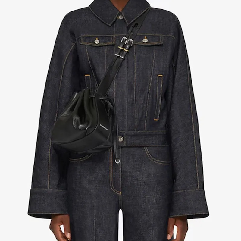 GIVENCHY Calfskin Pumpkin Bag Shoulder Bag Small Size Women's Black-4