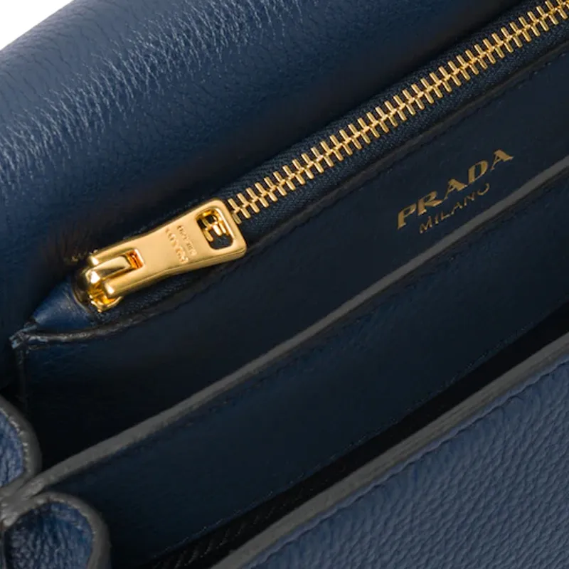 PRADA Cahier Leather Patchwork Shoulder Bag Crossbody Bag Women's Baltic Sea Blue-4