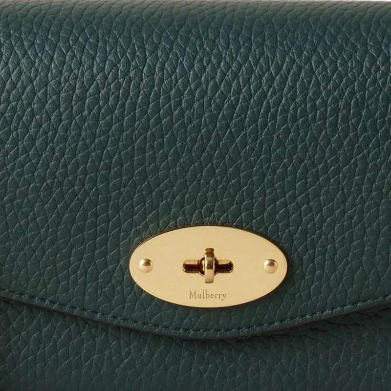 Mulberry Grain Calfskin Shoulder Bag, Crossbody Bag Trumpets Women's Green-3