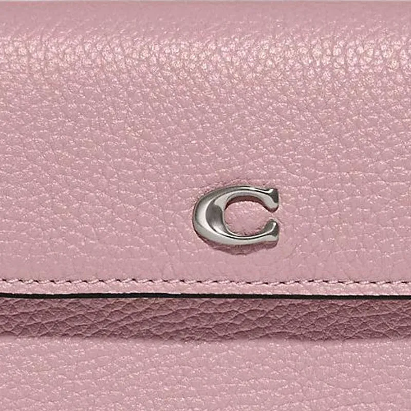 COACH Flap Card Case Cow Leather Crossbody Wallet Card Holder Mini Women's Light Purple-2