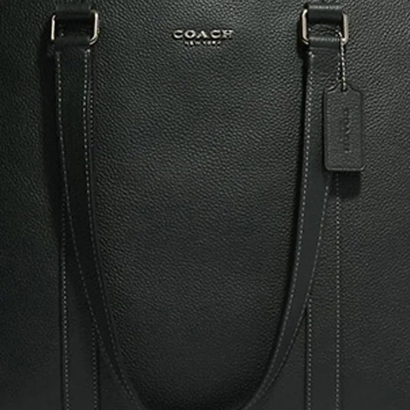 COACH Hudson Pebbled Leather Tote Bag Shopping Bag Shoulder Bag Handbag Large Size Women's Dark Green-4