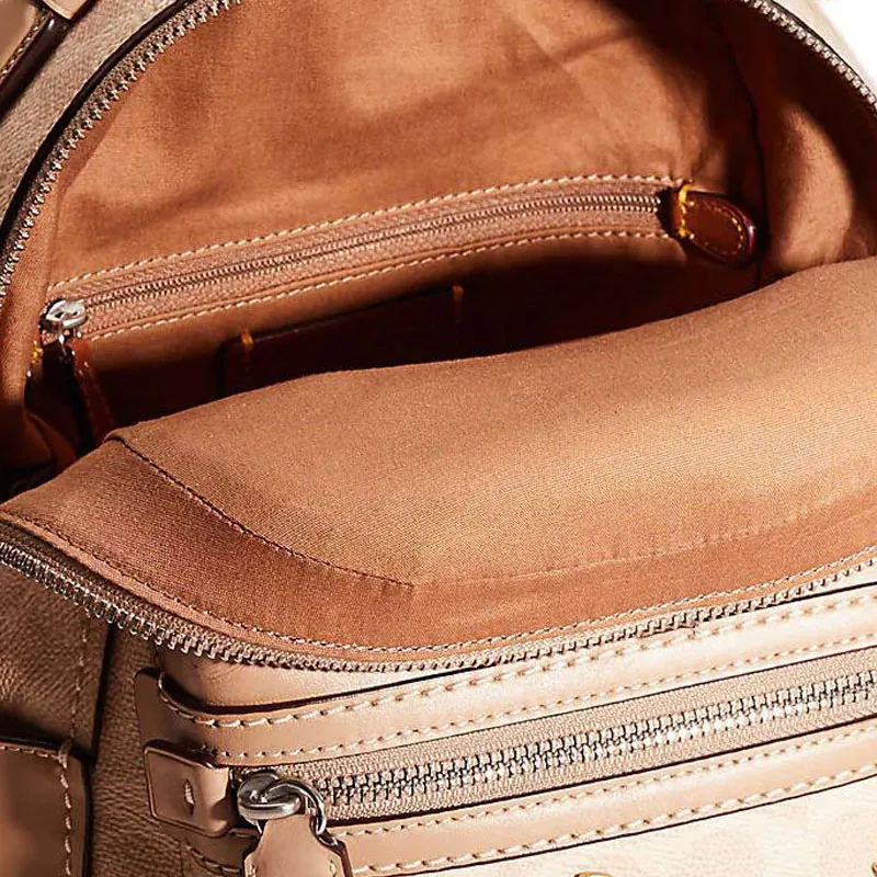 COACH Campus Canvas With Calfskin Backpack Medium Size Women's Taupe-3