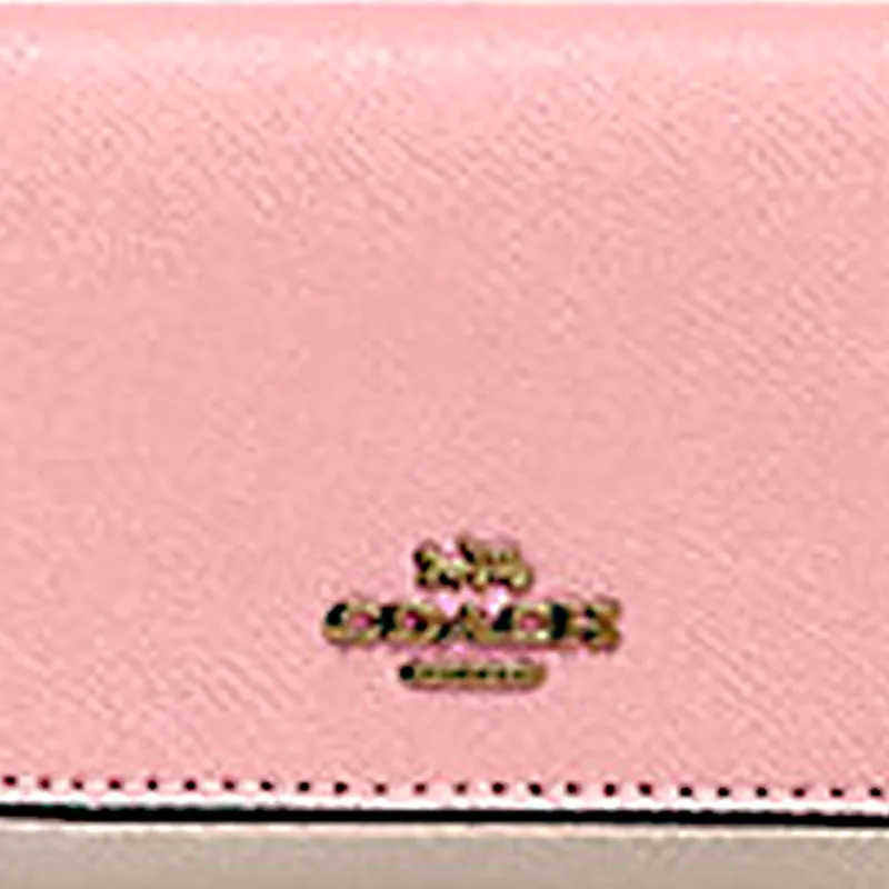 COACH Trifold Wallet Leather Wallet Women's Pink & White-2