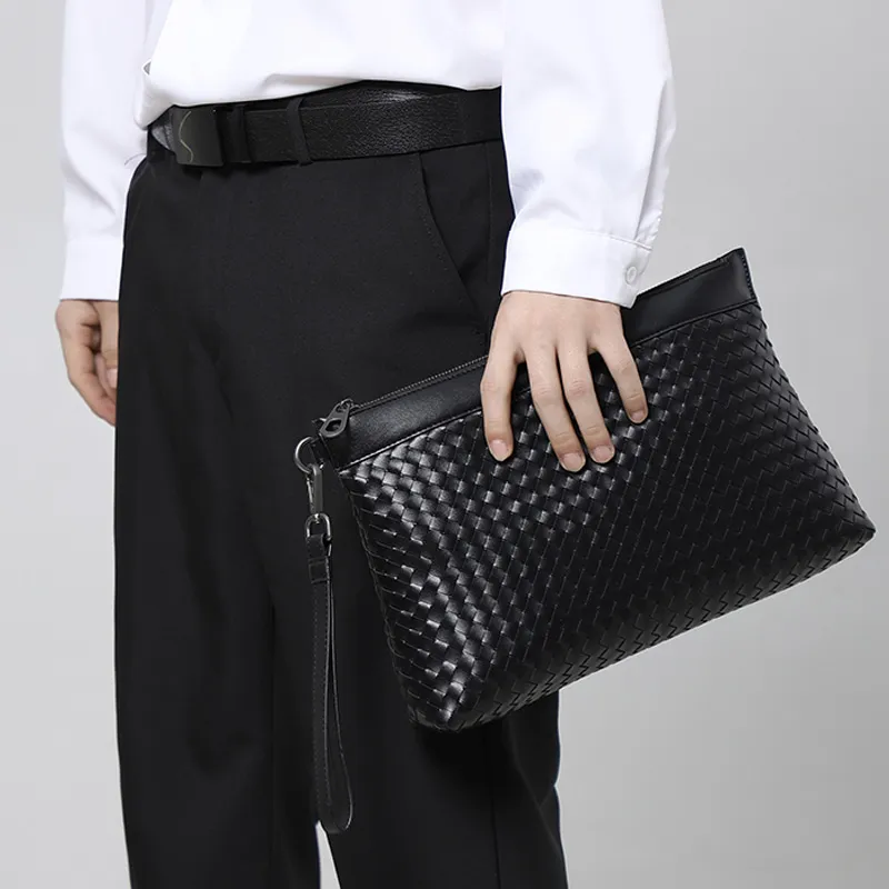 DOSRFINI Cow Leather Handheld Bag Clutch Men's Black-1