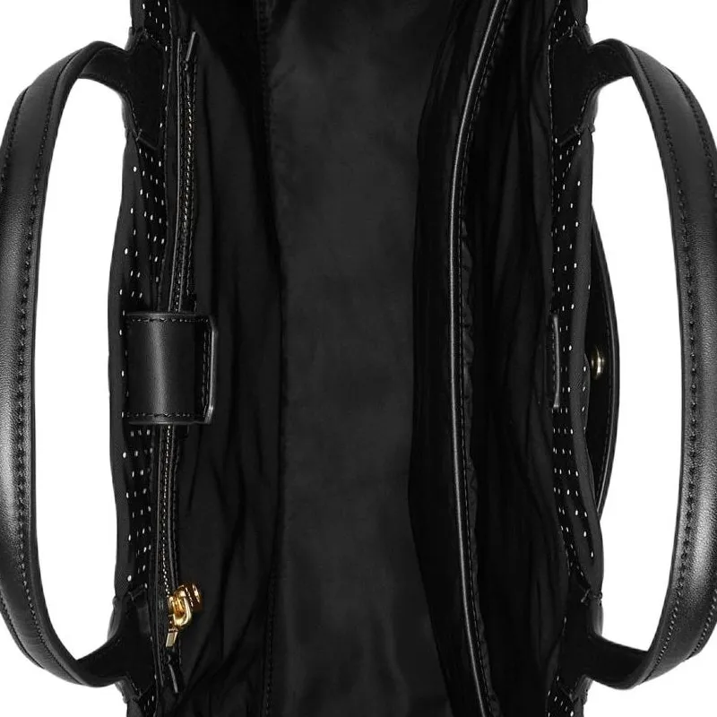 TORY BURCH Ella Recycled Polyester Tote Bag, Shopping Bag, Shoulder Bag, Handbag Medium Size Women's Black-4