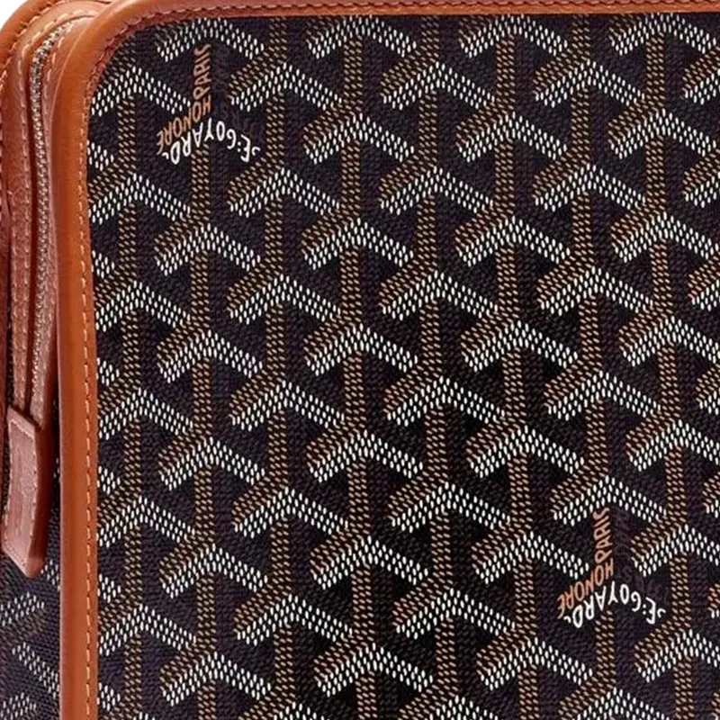 GOYARD JOUVENCE Canvas With Leather Travel Storage Bag Clutch Toiletry Bag Medium Size Unisex Brown-4