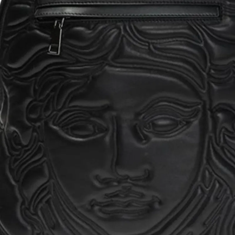 VERSACE VERSACE Leather Backpack Regular Men's Black-3