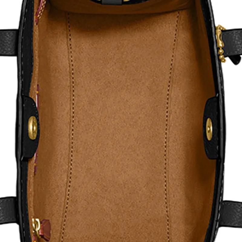 COACH Field Polished Grained Leather Tote Bag Shopping Bag Shoulder Bag Crossbody Bag Handbag Small Size Women's Black-4