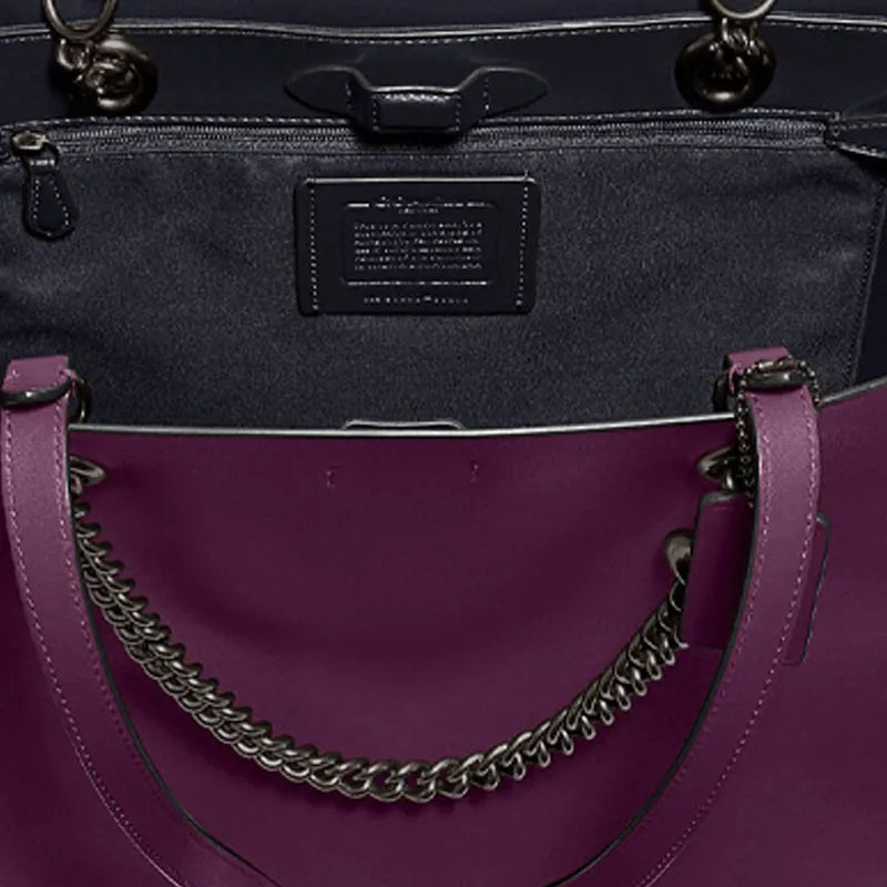 COACH Central Premium Calfskin Tote Bag Shopping Bag Shoulder Bag Handbag Large Size Women's Purple-4