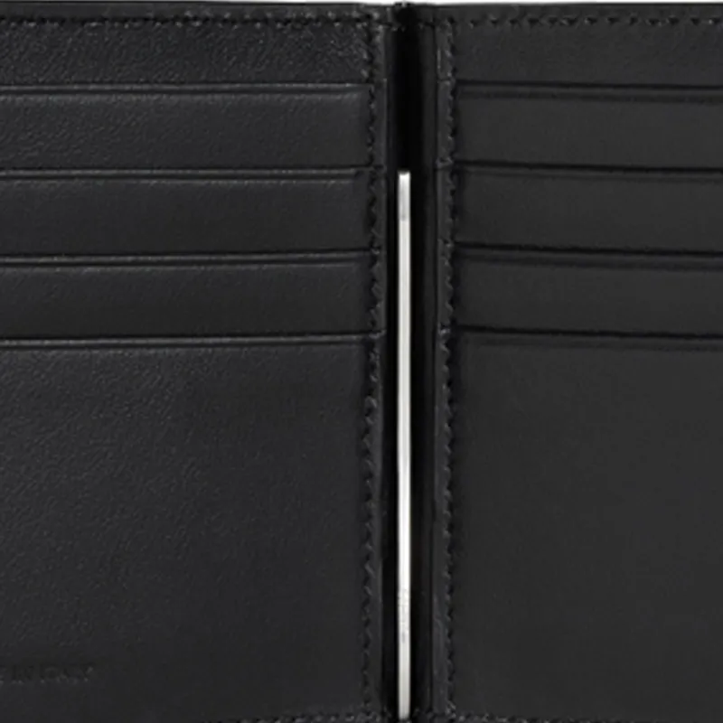 CELINE TriompheCANVAS Canvas paneled Calfskin Trim Wallet Men's Black-4
