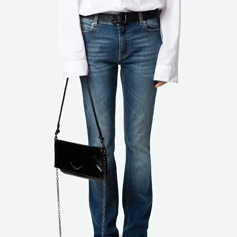 Zadig & Voltaire Patent Leather Crossbody Bag, Shoulder Bag Women's Black-5